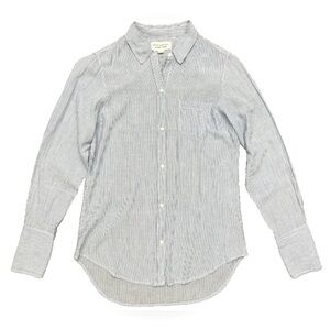Nili Lotan Shirt Size Small Blue White Stripes Button Down Semi Sheer Business